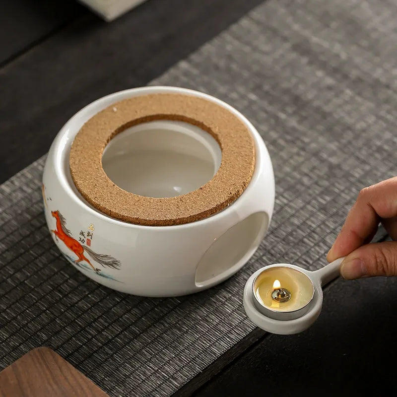Chinese Knot Pattern Ceramic Tea Warmer Candle Holder