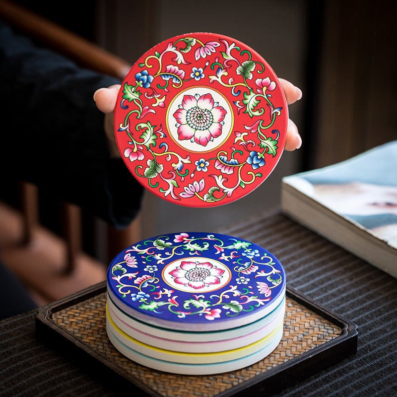 Vintage Enamel Glass Coaster