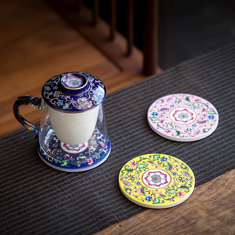 Vintage Enamel Glass Coaster