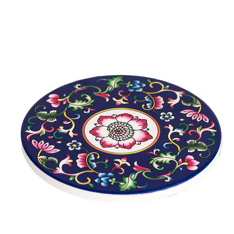 Vintage Enamel Glass Coaster