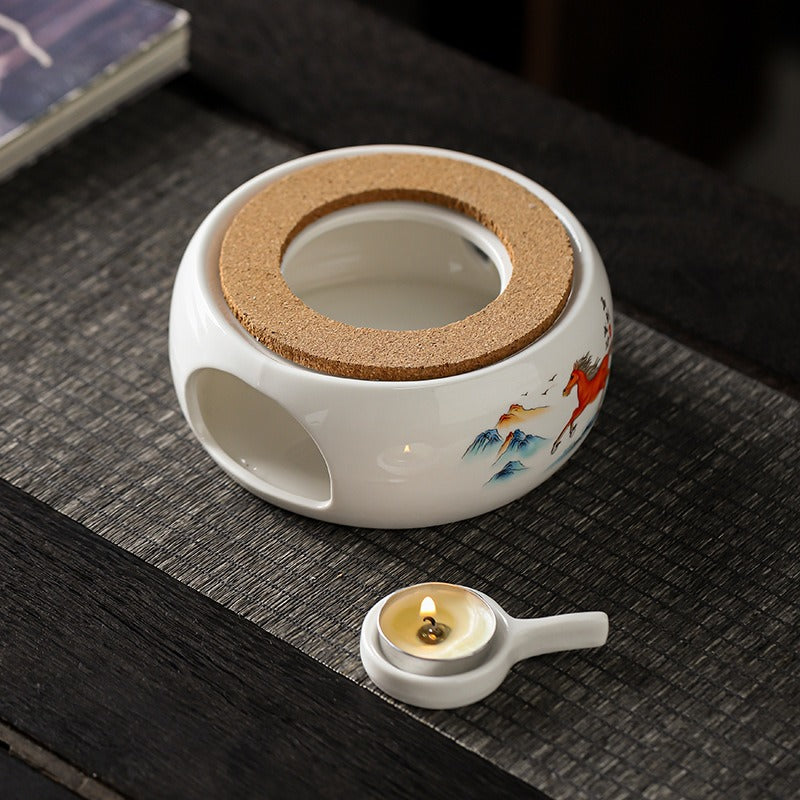 Chinese Knot Pattern Ceramic Tea Warmer Candle Holder