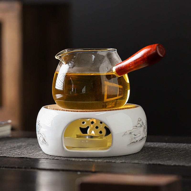 Chinese Knot Pattern Ceramic Tea Warmer Candle Holder
