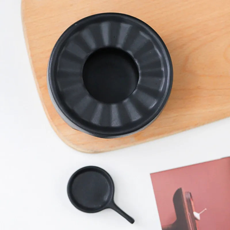 Matte Black Ceramic Tea Warmer With Candle Tray