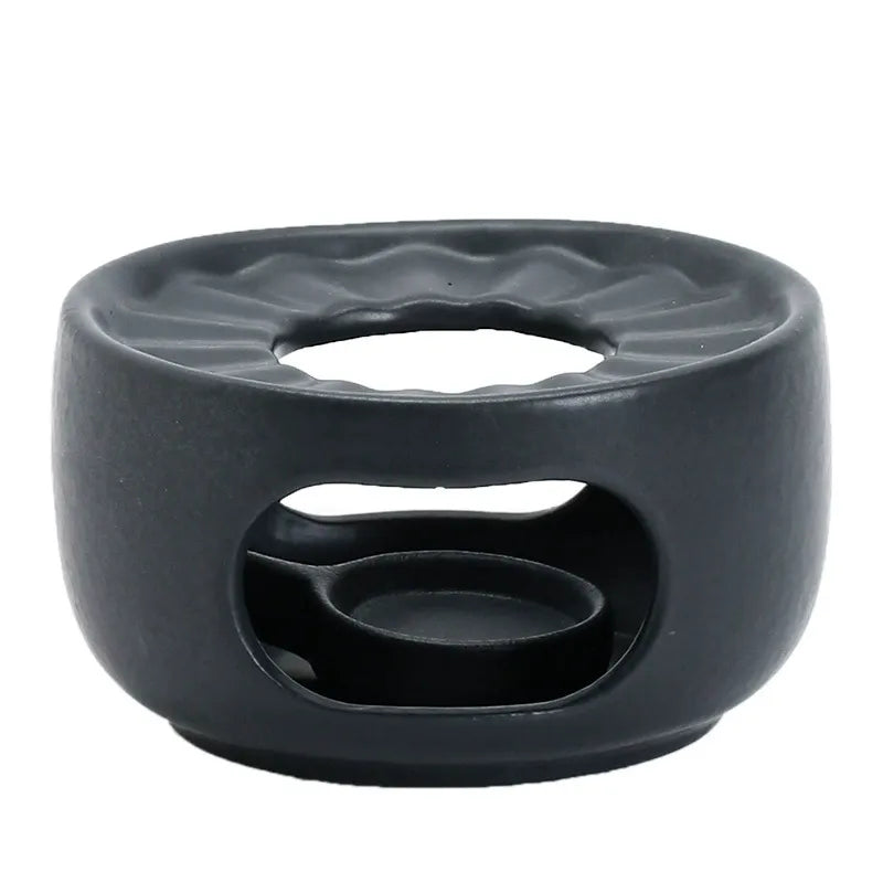 Matte Black Ceramic Tea Warmer With Candle Tray